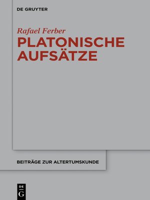 cover image of Platonische Aufsätze